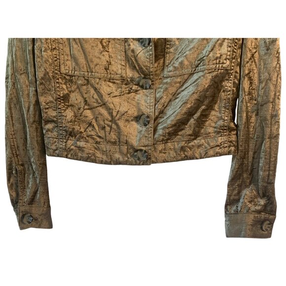 CABI Silvery Taupe Sunday Topper Velvet Button-Up Short Women's Jacket Size XS - Picture 8 of 10